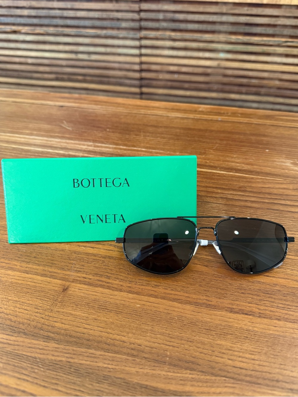 Brand New Bottega Veneta Black Aviator Sunglasses w/ Case and papers